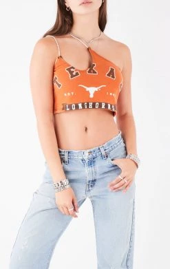 FURST OF A KIND VINTAGE ONE SHOULDER DOUBLE RHINESTONE STRAP TANK VINTAGE COLLEGE