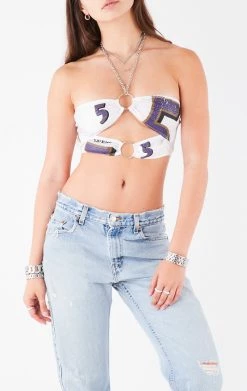 FURST OF A KIND VINTAGE CHAINS VINTAGE JERSEY CUT OUT CHAIN HALTER TOP