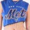FURST OF A KIND ASYMMETRICAL RHINESTONE FRINGE SLEEVELESS CROP TEE VINTAGE RHINESTONE FRINGE