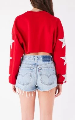 FURST OF A KIND VINTAGE COLLEGE VINTAGE STAR PATCH CROPPED SWEATSHIRT