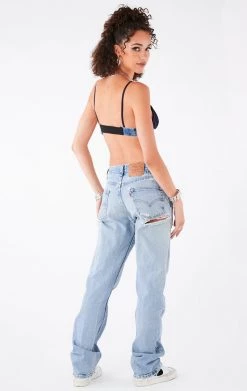 FURST OF A KIND VINTAGE JERSEY AND DENIM BRA TOP VINTAGE NFL