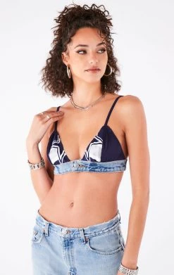 FURST OF A KIND VINTAGE JERSEY AND DENIM BRA TOP VINTAGE NFL