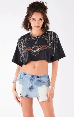 FURST OF A KIND FESTIVAL VINTAGE PIN AND CHAIN CROPPED TEE