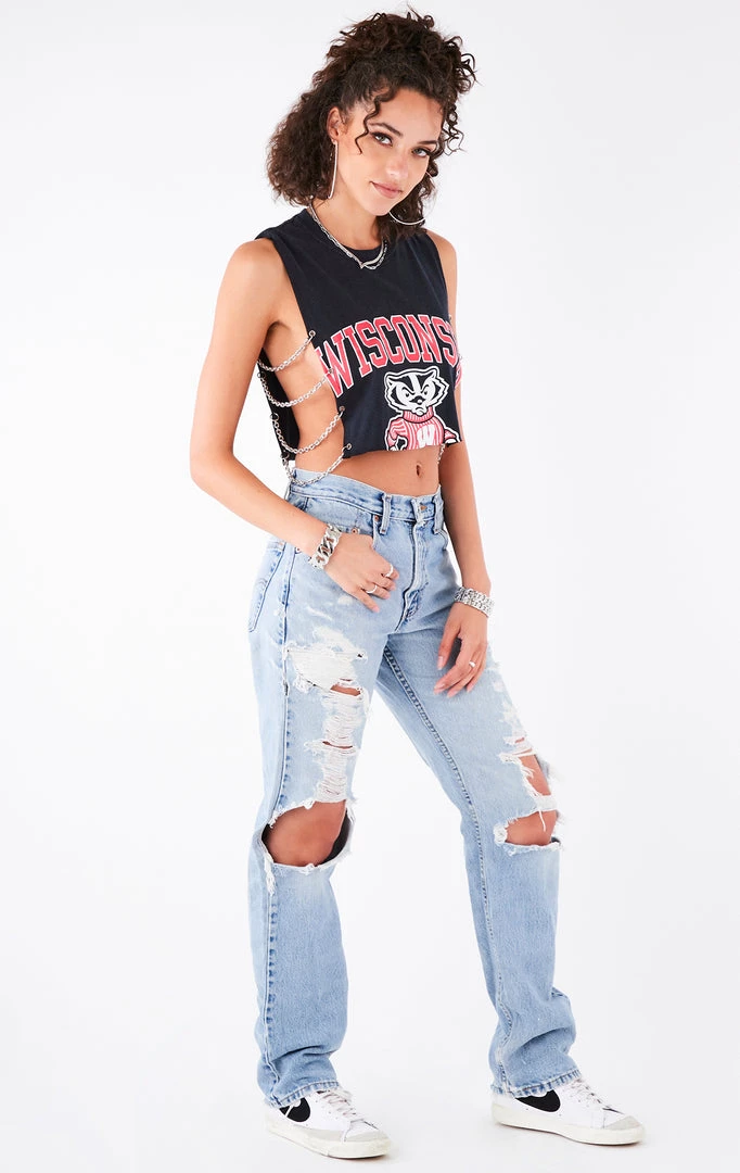 FURST OF A KIND VINTAGE CHAIN SIDE SLEEVELESS CROPPED TEE VINTAGE CHAINS 3 FURST OF A KIND VINTAGE CHAIN SIDE SLEEVELESS CROPPED TEE VINTAGE CHAINS