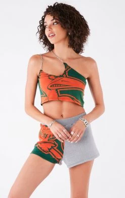 FURST OF A KIND VINTAGE ONE SHOULDER DOUBLE CHAIN SHORT SET