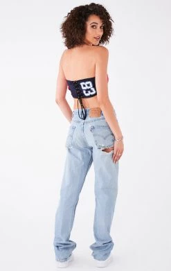 FURST OF A KIND VINTAGE SPLICED JERSEY CORSET TUBE TOP VINTAGE NFL 7 FURST OF A KIND VINTAGE SPLICED JERSEY CORSET TUBE TOP VINTAGE NFL