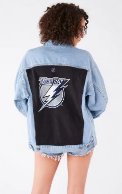 FURST OF A KIND VINTAGE GRAPHIC BACK INSERT LIGHTNING BOLT DENIM JACKET