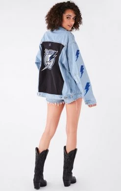 FURST OF A KIND VINTAGE GRAPHIC BACK INSERT LIGHTNING BOLT DENIM JACKET