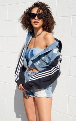 FURST OF A KIND VINTAGE DENIM JACKETS VINTAGE BRANDED SPLICED DENIM JACKET