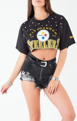 FURST OF A KIND VINTAGE NFL VINTAGE MULTI STUD CROPPED TEE