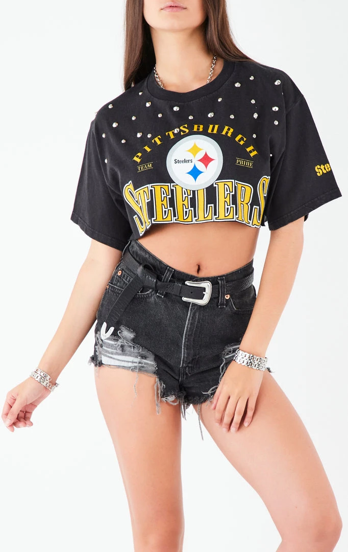 FURST OF A KIND VINTAGE NFL VINTAGE MULTI STUD CROPPED TEE 3 FURST OF A KIND VINTAGE NFL VINTAGE MULTI STUD CROPPED TEE