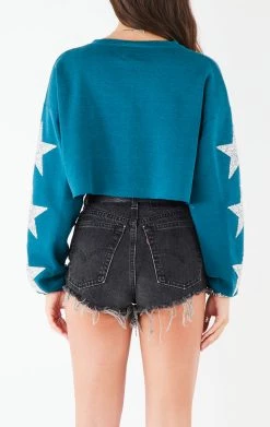 FURST OF A KIND VINTAGE NFL VINTAGE STAR PATCH CROPPED SWEATSHIRT