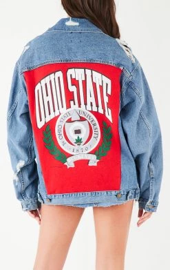 FURST OF A KIND VINTAGE GRAPHIC BACK INSERT DENIM JACKET VINTAGE DENIM JACKETS