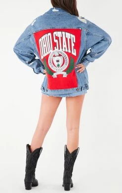 FURST OF A KIND VINTAGE GRAPHIC BACK INSERT DENIM JACKET VINTAGE DENIM JACKETS