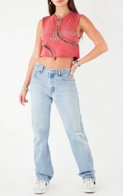 FURST OF A KIND VINTAGE CURVED SAFETY PIN CROPPED SLEEVELESS TEE VINTAGE PINS