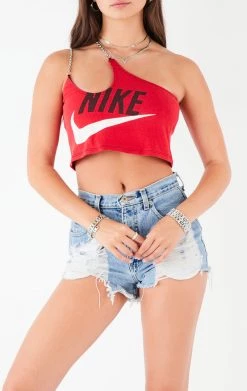 FURST OF A KIND VINTAGE ONE SHOULDER DOUBLE CHAIN STRAP TANK