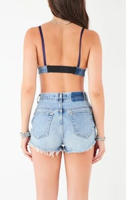 FURST OF A KIND VINTAGE JERSEY AND DENIM BRA TOP VINTAGE NFL