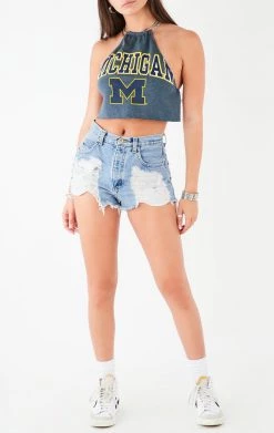 FURST OF A KIND VINTAGE CHAINS VINTAGE HALTER NECK WATERFALL CHAIN BACK TOP