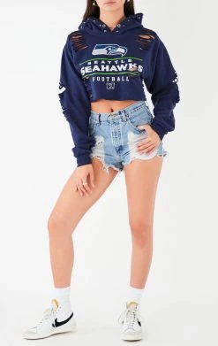 FURST OF A KIND VINTAGE RIPPED STUDDED HOOD CROPPED HOODIE VINTAGE NFL 8 FURST OF A KIND VINTAGE RIPPED STUDDED HOOD CROPPED HOODIE VINTAGE NFL