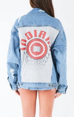 FURST OF A KIND VINTAGE GRAPHIC BACK INSERT DENIM JACKET VINTAGE DENIM JACKETS