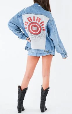 FURST OF A KIND VINTAGE GRAPHIC BACK INSERT DENIM JACKET VINTAGE DENIM JACKETS