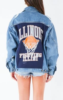 FURST OF A KIND VINTAGE GRAPHIC BACK INSERT DENIM JACKET VINTAGE DENIM JACKETS