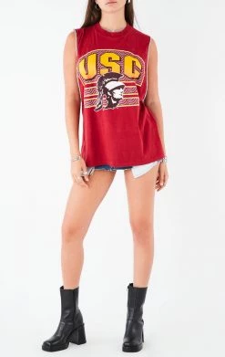 FURST OF A KIND VINTAGE RHINESTONE TRIM SLEEVELESS TEE VINTAGE COLLEGE