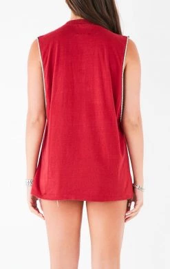 FURST OF A KIND VINTAGE RHINESTONE TRIM SLEEVELESS TEE VINTAGE COLLEGE