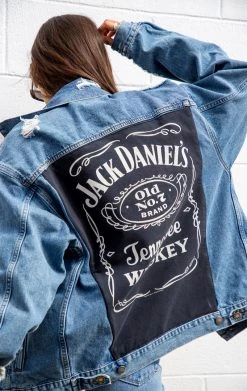 FURST OF A KIND VINTAGE GRAPHIC BACK INSERT DENIM JACKET VINTAGE DRINKS