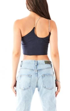 FURST OF A KIND VINTAGE ONE SHOULDER DOUBLE CHAIN STRAP TANK VINTAGE CHAINS