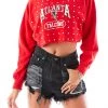 FURST OF A KIND VINTAGE RHINESTONE CROPPED HOODIE