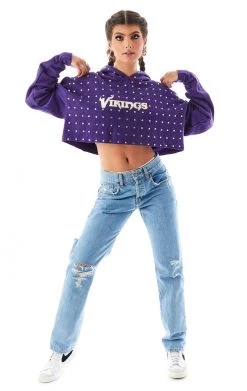 FURST OF A KIND VINTAGE RHINESTONE CROPPED HOODIE