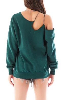 FURST OF A KIND SALE VINTAGE ONE SHOULDER DOUBLE CHAIN SWEATSHIRT