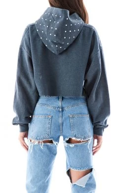 FURST OF A KIND SALE VINTAGE RHINESTONE CROPPED HOODIE