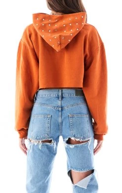 FURST OF A KIND SALE VINTAGE RHINESTONE CROPPED HOODIE