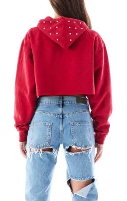 FURST OF A KIND SALE VINTAGE RHINESTONE CROPPED HOODIE