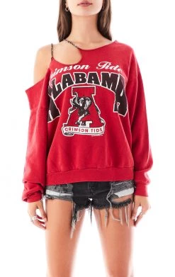 FURST OF A KIND VINTAGE ONE SHOULDER DOUBLE CHAIN SWEATSHIRT