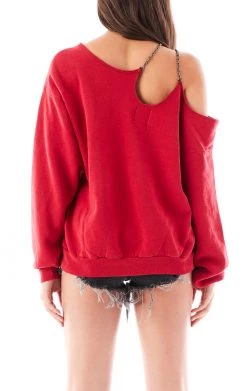 FURST OF A KIND VINTAGE ONE SHOULDER DOUBLE CHAIN SWEATSHIRT