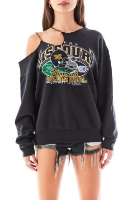 FURST OF A KIND VINTAGE ONE SHOULDER DOUBLE CHAIN SWEATSHIRT