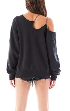 FURST OF A KIND VINTAGE ONE SHOULDER DOUBLE CHAIN SWEATSHIRT
