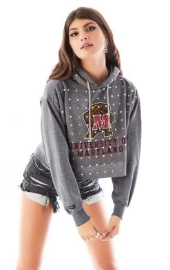 FURST OF A KIND SALE VINTAGE RHINESTONE CROPPED HOODIE