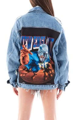 FURST OF A KIND VINTAGE NFL VINTAGE SWEATSHIRT BACK DENIM JACKET