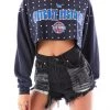 FURST OF A KIND SALE VINTAGE RHINESTONE CROPPED HOODIE