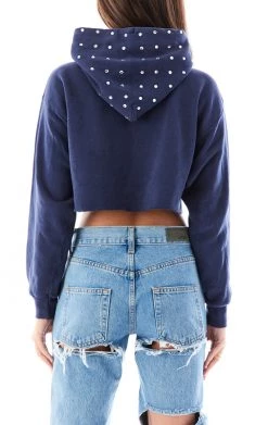 FURST OF A KIND SALE VINTAGE RHINESTONE CROPPED HOODIE