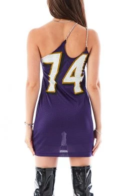 FURST OF A KIND VINTAGE JERSEY ONE SHOULDER DOUBLE CHAIN STRAP DRESS