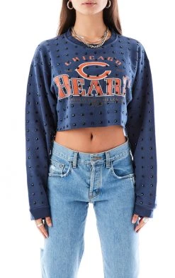 FURST OF A KIND VINTAGE BLACK RHINESTONE CROPPED SWEATSHIRT