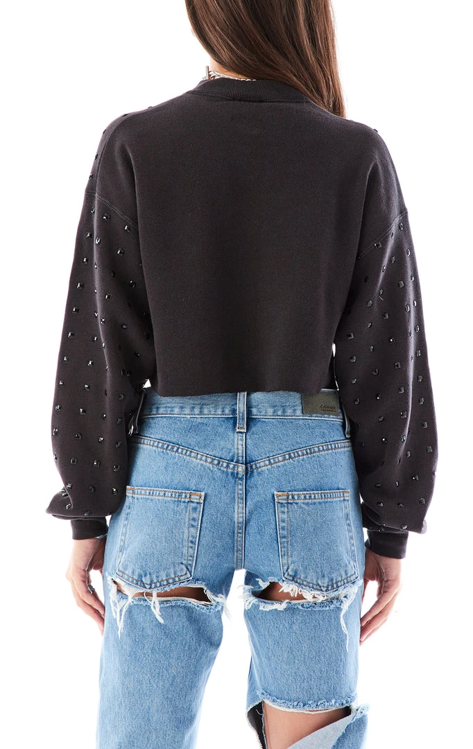 FURST OF A KIND VINTAGE BLACK RHINESTONE CROPPED SWEATSHIRT 4 FURST OF A KIND VINTAGE BLACK RHINESTONE CROPPED SWEATSHIRT