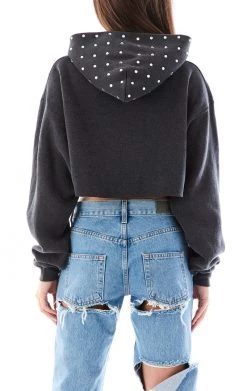 FURST OF A KIND SALE VINTAGE RHINESTONE CROPPED HOODIE