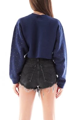 FURST OF A KIND VINTAGE BLACK RHINESTONE CROPPED SWEATSHIRT SALE