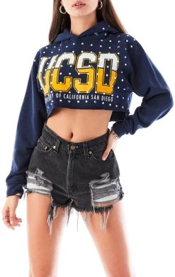 FURST OF A KIND VINTAGE RHINESTONE CROPPED HOODIE SALE